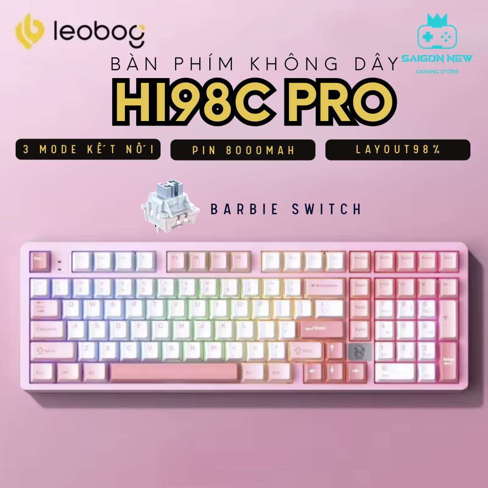 Bàn phím cơ không dây fullsize Leobog HI98C Pro - Pin 8000mAh - 3 mode kết nối - LED RGB, Khung nhôm | BigBuy360 - bigbuy360.vn