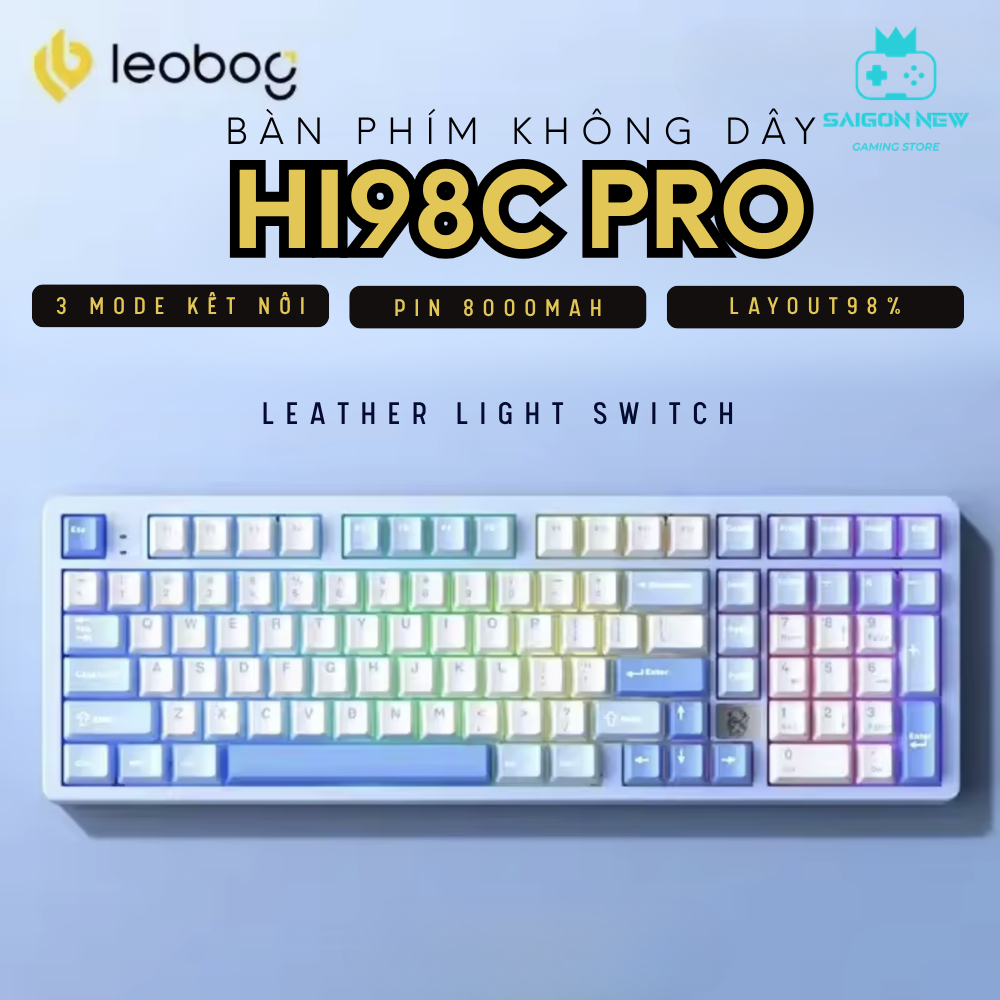 Bàn phím cơ không dây fullsize Leobog HI98C Pro - Pin 8000mAh - 3 mode kết nối - LED RGB, Khung nhôm | BigBuy360 - bigbuy360.vn