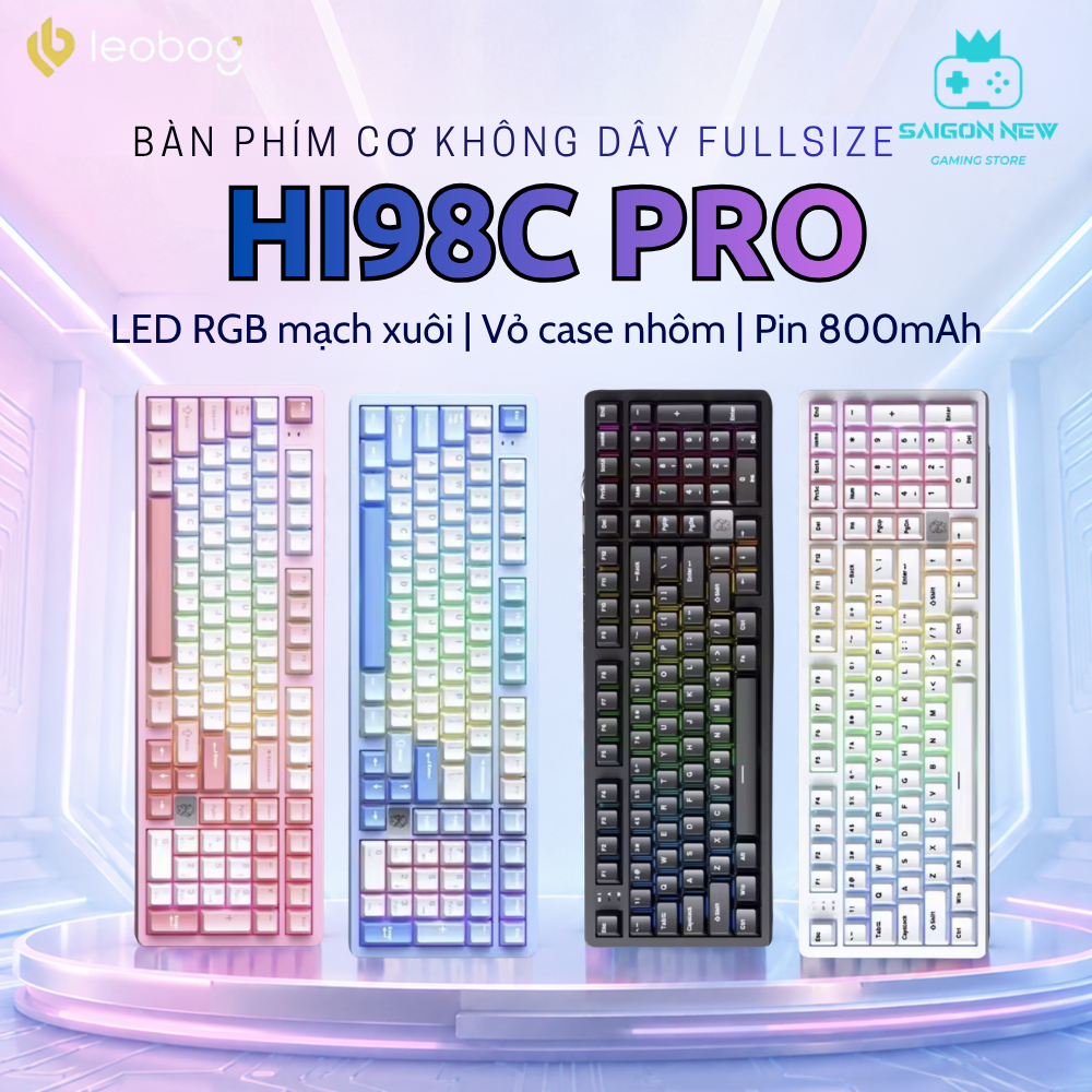 Bàn phím cơ không dây fullsize Leobog HI98C Pro - Pin 8000mAh - 3 mode kết nối - LED RGB, Khung nhôm | BigBuy360 - bigbuy360.vn