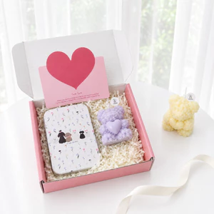 Set Quà Tặng Gương Cầm Tay Và Nến Thơm Hình Gấu Kèm Thiệp, Hộp Quà Cao Cấp MUN STORE S.GUONGNEN