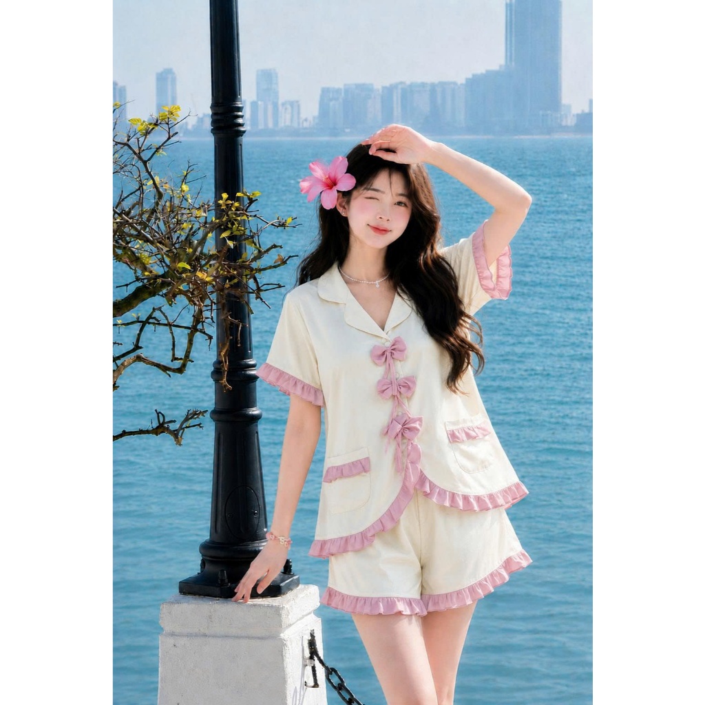 HHD08 Set Đồ Ngủ Pijama Lụa Latin Thoáng Mát Chất Liệu Cao Cấp Mềm Mịn Mướt Mát Trên Da Sang Trọng Dễ Giặt