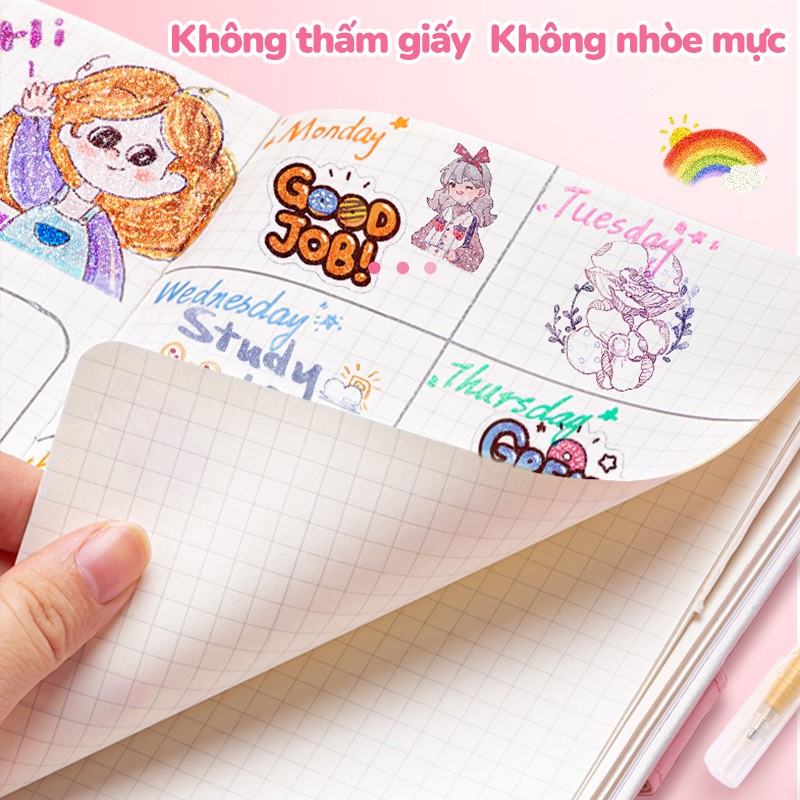 Bút Gel Đổi Màu Hiệu Ứng Ánh Nhũ Ngòi 0.5mm Viết Chữ Đẹp Decor Bullet Journal Handmade