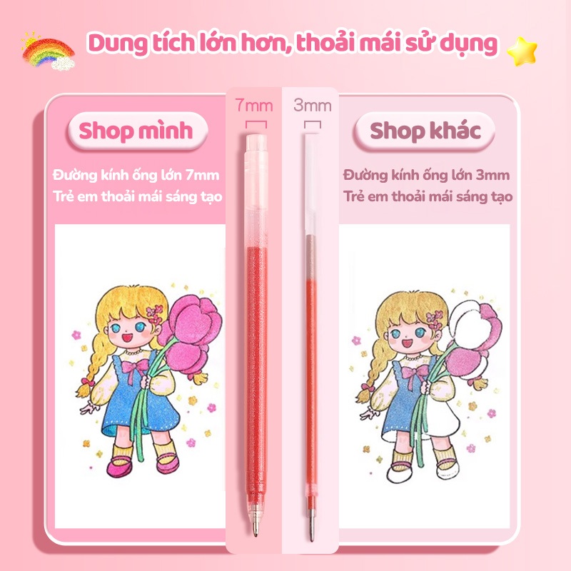 Bút Gel Đổi Màu Hiệu Ứng Ánh Nhũ Ngòi 0.5mm Viết Chữ Đẹp Decor Bullet Journal Handmade