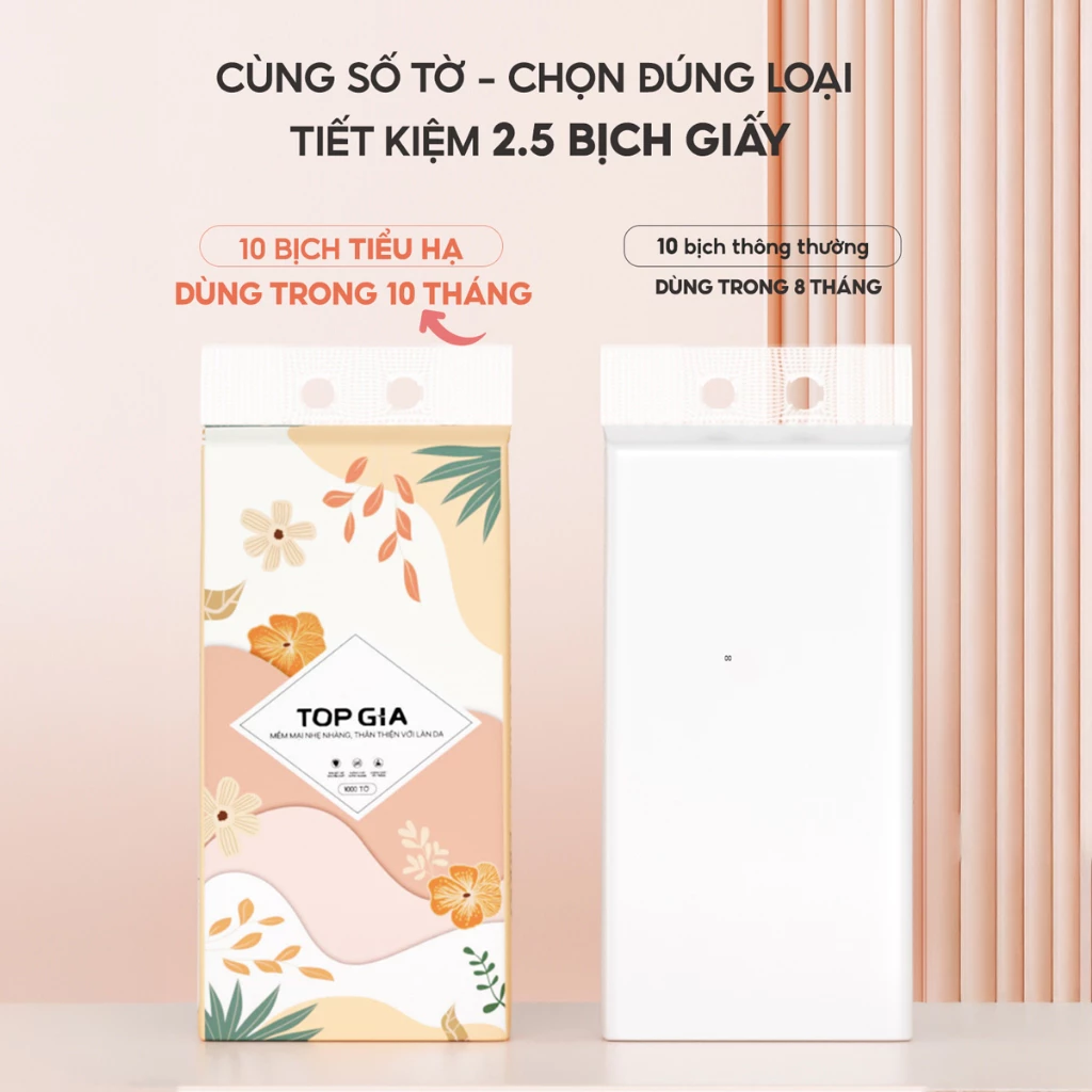 Khăn giấy vệ sinh treo tường Tiểu Hạ 1000 tờ làm từ bột gỗ thiên nhiên, an toàn, 6 bịch hoặc 10 bịch ảnh 4