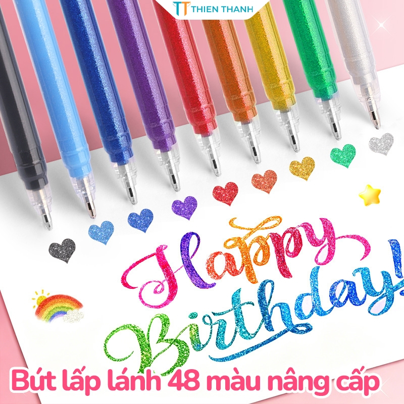 Bút Gel Đổi Màu Hiệu Ứng Ánh Nhũ Ngòi 0.5mm Viết Chữ Đẹp Decor Bullet Journal Handmade