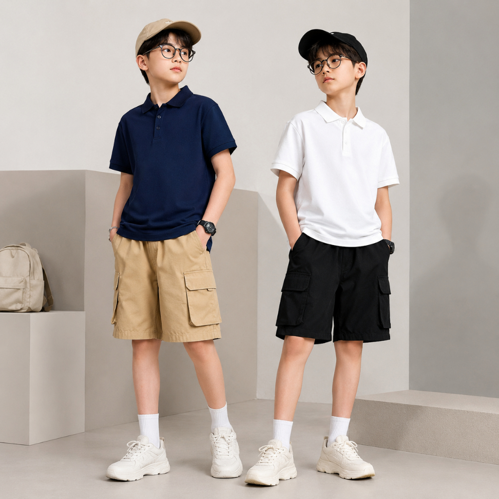 AÓ POLO IN CÚN Cho Bé Trai từ 20-65kg, chất liệu cotton cá sấu co giãn tốt, mềm mát đứng form, phong cách basic, lịch sự