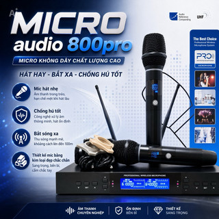 Micro Không Dây 800 PRO Âm Thanh Hay Chống Hú Tốt, Bắt Giọng Tốt, Dễ Dàng Kết Hợp Với Amply, Loa Kéo, Vang, Mixer.
