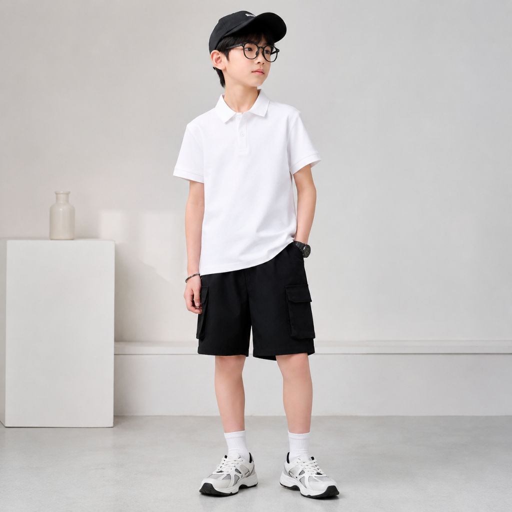 AÓ POLO IN CÚN Cho Bé Trai từ 20-65kg, chất liệu cotton cá sấu co giãn tốt, mềm mát đứng form, phong cách basic, lịch sự
