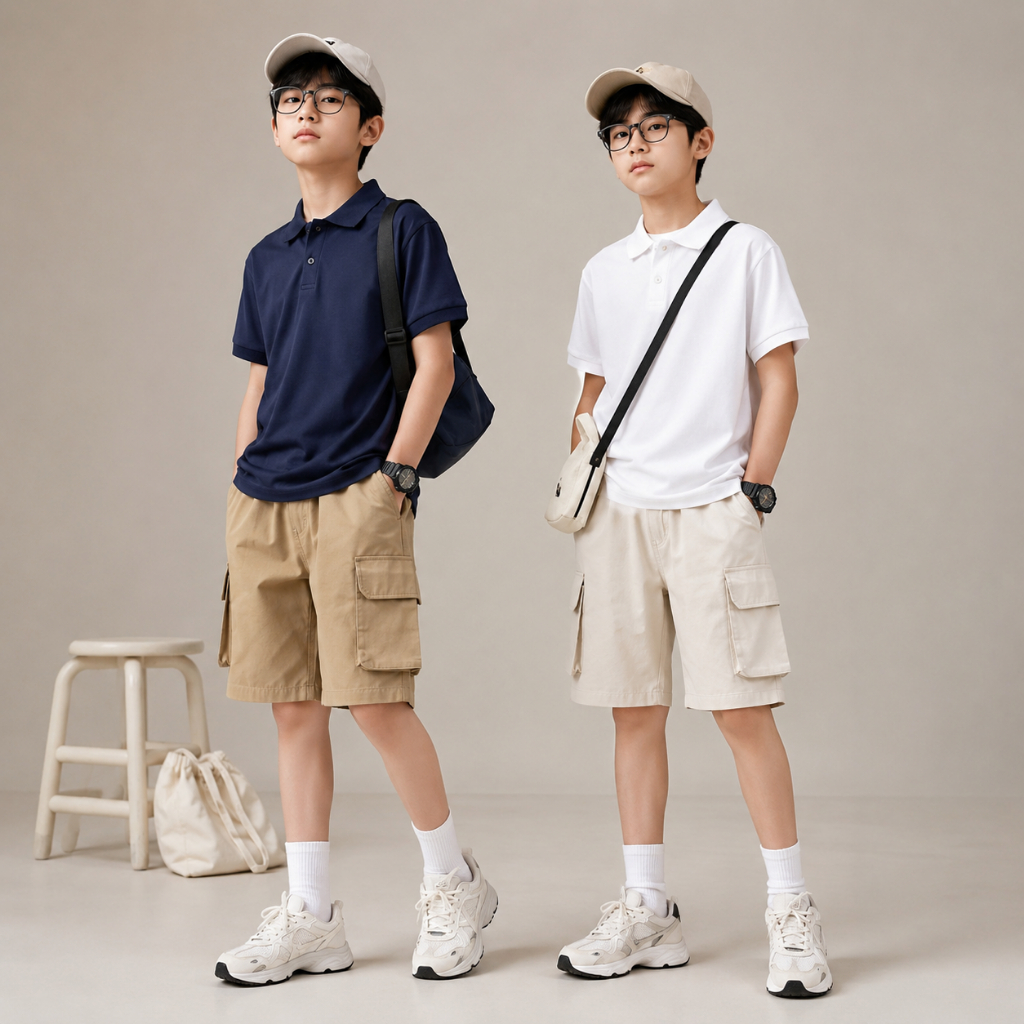 AÓ POLO IN CÚN Cho Bé Trai từ 20-65kg, chất liệu cotton cá sấu co giãn tốt, mềm mát đứng form, phong cách basic, lịch sự