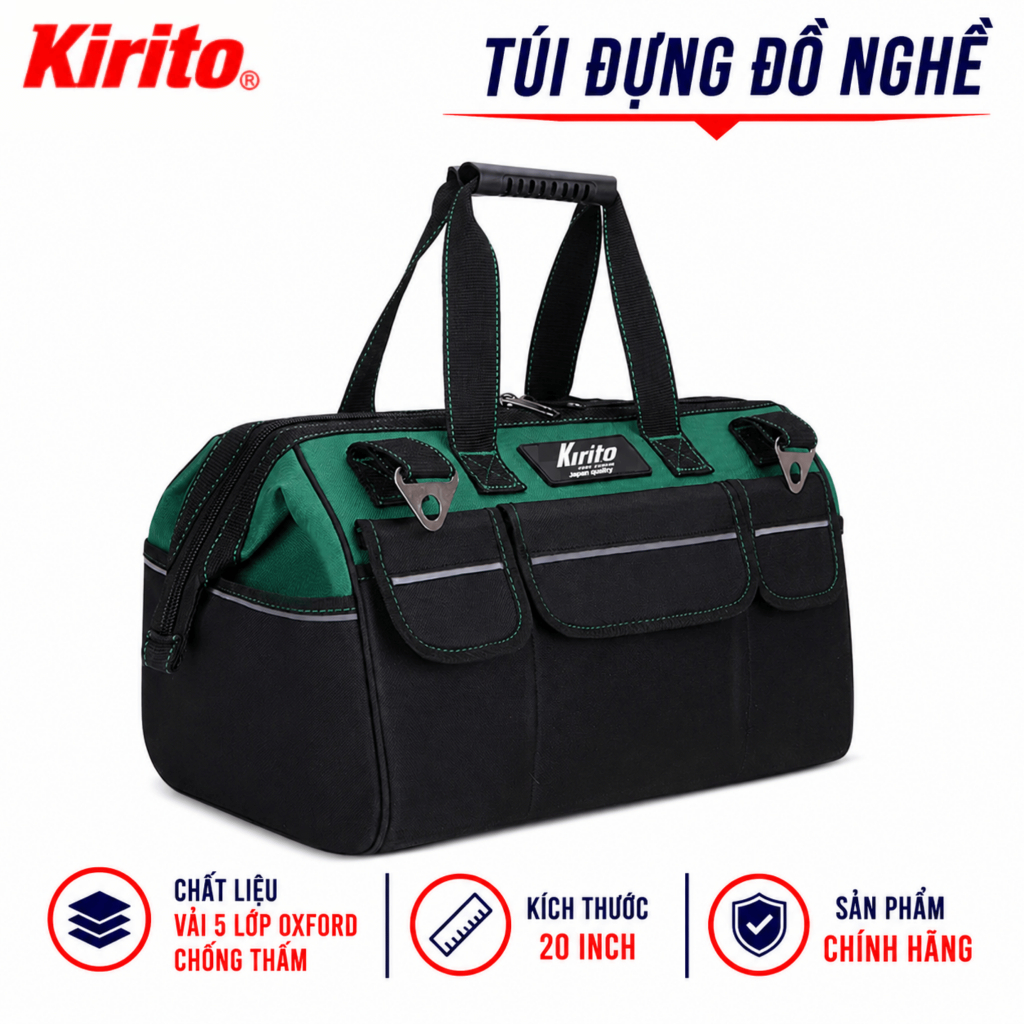 Túi Đựng Đồ Nghề 20 Inch Đế Vải Màu Xanh KIRITO – Chống Thấm, Bền Bỉ, Đa Năng