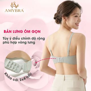 Áo Ngực Nữ Đúc Su Quả Ngang Không Gọng, Áo Lót Nữ Mút Bàn Tay Ôm Ngực Tạo Khe Tự Nhiên AMYBRA A5277