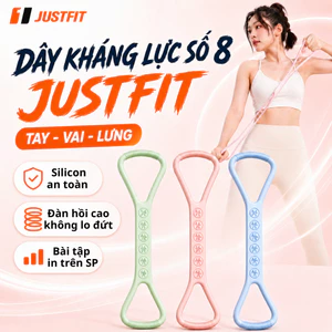 Dây kháng lực số 8 nâng cấp Silicon JustFit tập tay, vai, lưng đàn hồi, hỗ trợ tập gym, yoga tại nhà