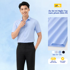 Áo sơ mi nam Yody ngắn tay vải lụa nến chống nhăn dáng slimfit TRA - MOSS26A012
