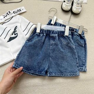 Set Đồ Bé Trai Áo Sơ Mi Bóng Chày N.Y + Quần Short Jean, Bộ Quần Áo Bé Trai Cotton Mùa Hè 8-17kg A06