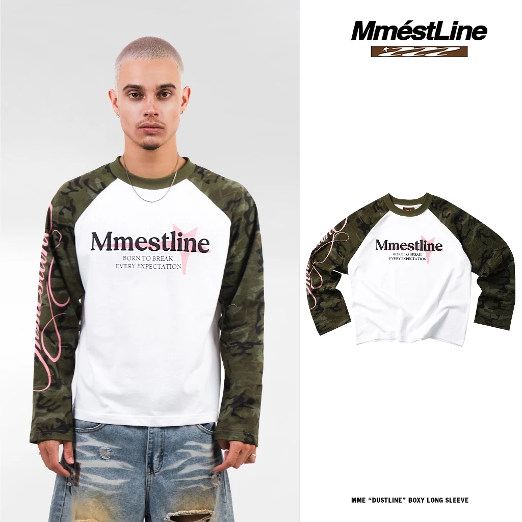 Áo Raglan Longsleeve MMESTLINE "DUSTLINE" Form Boxy in lụa nổi chất vải Cotton Premium 2 chiều