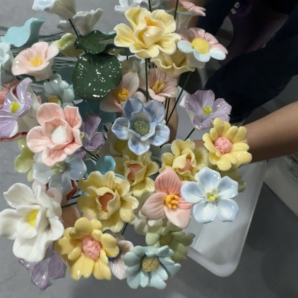 Hoa Gốm Sứ Cảnh Đức Trấn Handmade – Hoa Vĩnh Cửu Trang Trí Bàn Làm Việc Decor Đơn Giản
