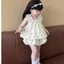 Set Hai Dây Tiểu Thư Tay Bèo Áo Babydoll Cổ Vuông Quần Short Bí Phồng - Đồ Đôi Mẹ Và Bé Gái