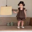 Set Hai Dây Tiểu Thư Tay Bèo Áo Babydoll Cổ Vuông Quần Short Bí Phồng - Đồ Đôi Mẹ Và Bé Gái