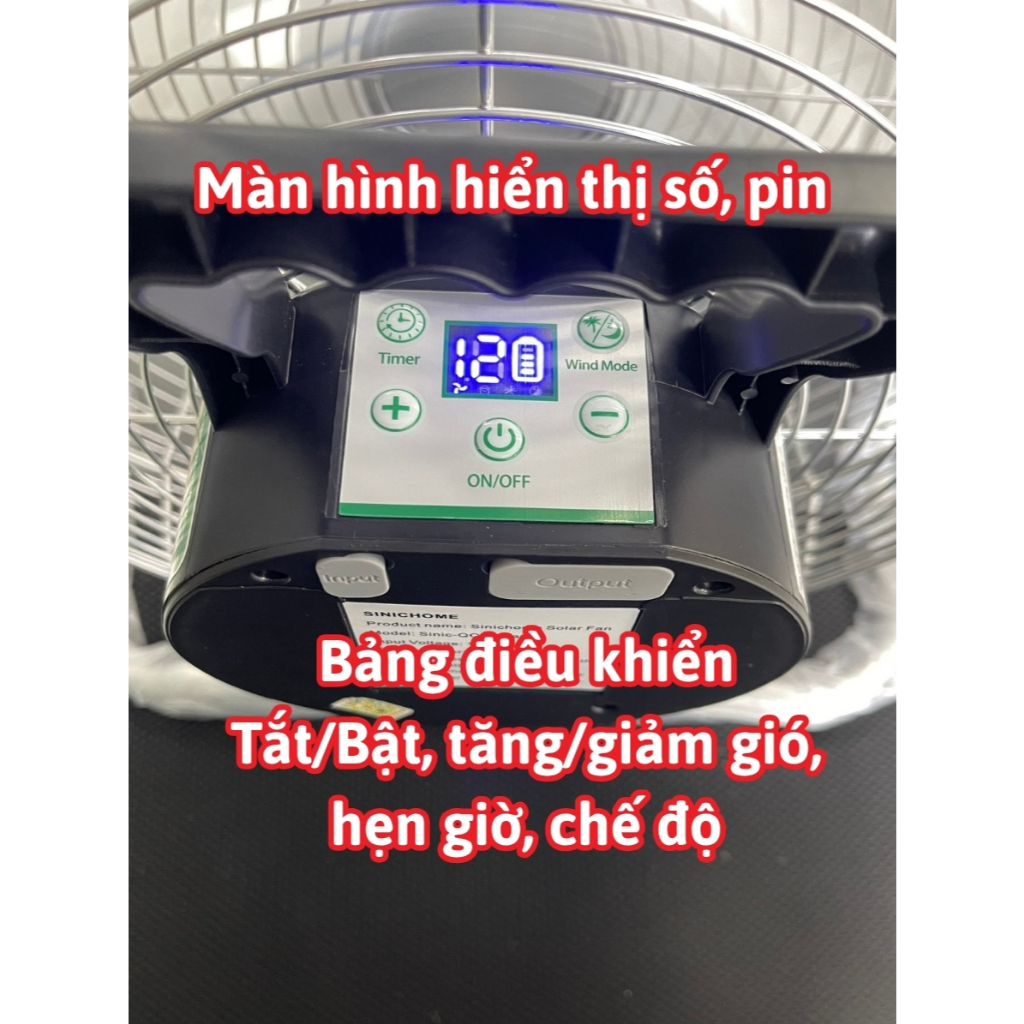 Quạt Năng Lượng Mặt Trời Tích Điện SinicHome Kiểu Chân Quỳ 14, 16inch, 12 Cấp Gió, Cổng Sạc Điện Thoại USB và Type C