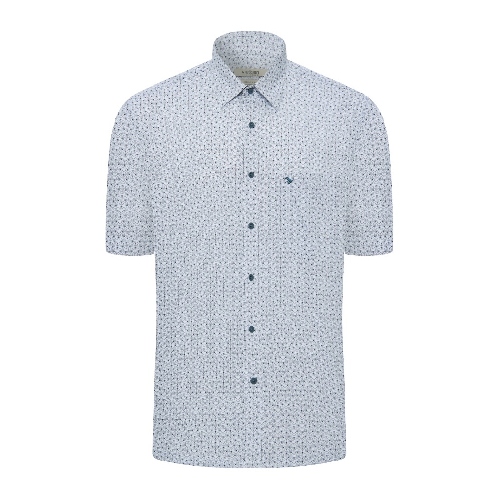 Áo sơ mi ngắn tay vạt ngang VIETTIEN SMART CASUAL vải Hoa hồng form REGULAR VT00000658