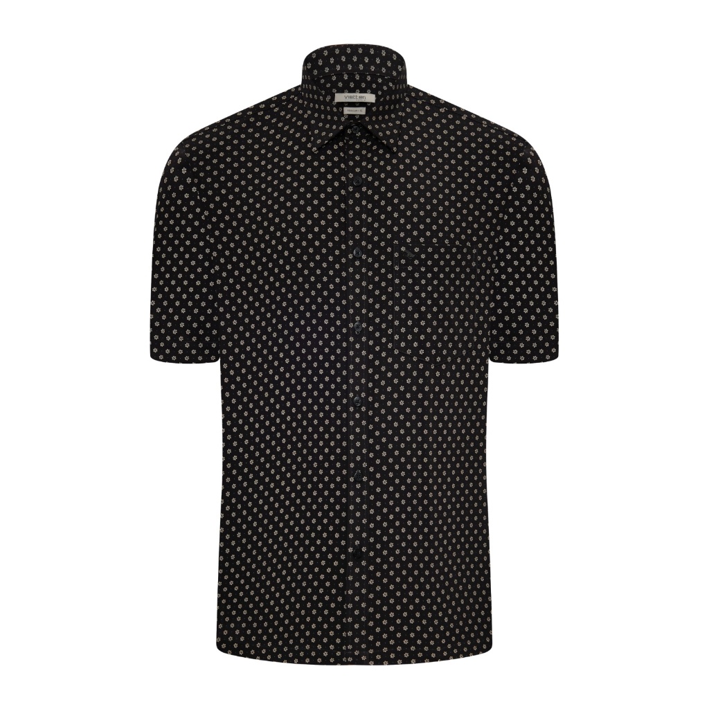 Áo sơ mi ngắn tay vạt ngang VIETTIEN SMART CASUAL vải Hoa hồng form REGULAR VT00000659