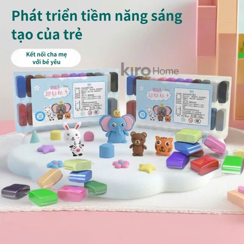 Bộ Đồ Chơi Đất Sét Tự Khô Siêu Nhẹ 12/24/36 Màu, Bộ Đất Nặn Cho Bé Sáng Tạo Tặng Kèm Dụng Cụ Tạo Hình