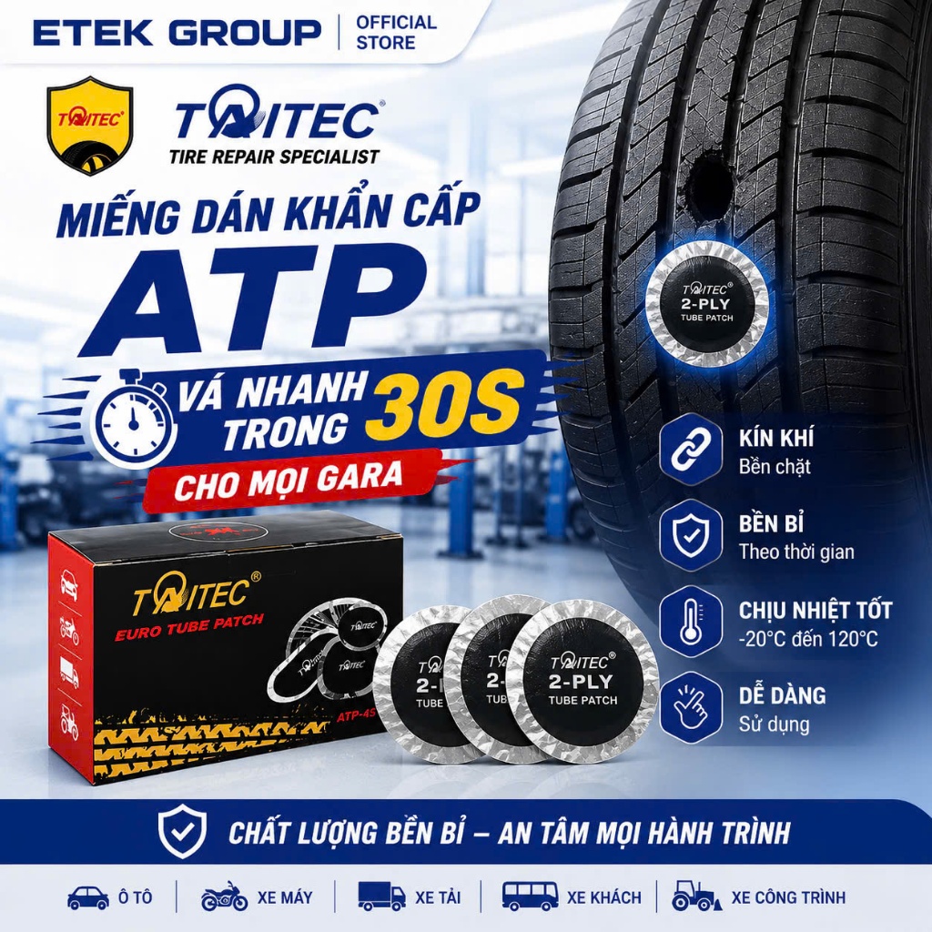 Miếng Vá Săm Lốp Ô Tô, Xe Máy, Xe Đạp, Xe Tải - Vá Ruột Tiêu Chuẩn Mỹ Nhiều Kích Thước - TAITEC