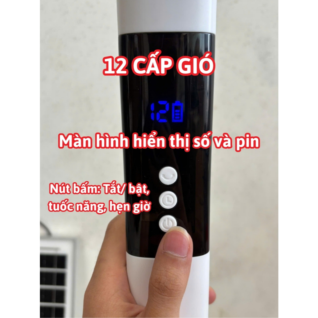 Quạt Năng Lượng Mặt Trời Tích Điện SinicHome Mẫu Cây Đứng, Chạy Êm Không Tiếng Ồn, 12 Cấp Độ Gió, Điều Khiển Từ Xa