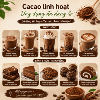 [M1] Bột Cacao Nguyên Chất Wings Cao Cấp - Làm Bánh, Pha Chế, Cacao Nóng | 500gram