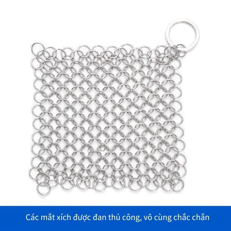 Lưới Cọ Xoong Nồi Thép 316 Không Gỉ, Miếng Rửa Bát Đan Thủ Công Không Trầy Xước Chảo Chống Dính