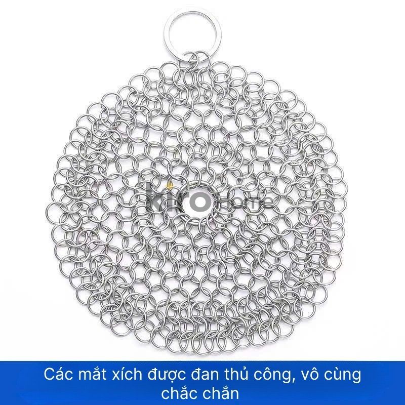 Lưới Cọ Xoong Nồi Thép 316 Không Gỉ, Miếng Rửa Bát Đan Thủ Công Không Trầy Xước Chảo Chống Dính