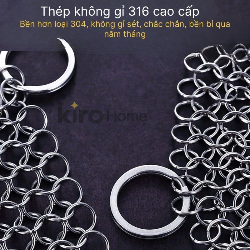 Lưới Cọ Xoong Nồi Thép 316 Không Gỉ, Miếng Rửa Bát Đan Thủ Công Không Trầy Xước Chảo Chống Dính