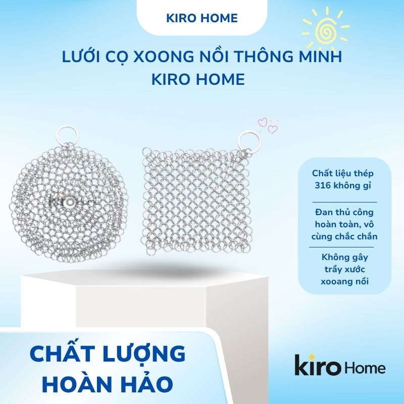 Lưới Cọ Xoong Nồi Thép 316 Không Gỉ, Miếng Rửa Bát Đan Thủ Công Không Trầy Xước Chảo Chống Dính