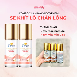 Combo 2 Lăn nách Dove Se Khít Lỗ Chân Lông 45ml, tinh chất serum dành cho nữ với 3% Niacinamide, Vitamin E&C