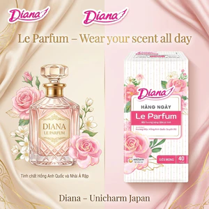 BĂNG VỆ SINH DIANA HÀNG NGÀY LE PARFUM SIÊU MỎNG – HƯƠNG NƯỚC HOA PHÁP QUYẾN RŨ (GÓI 40 MIẾNG)