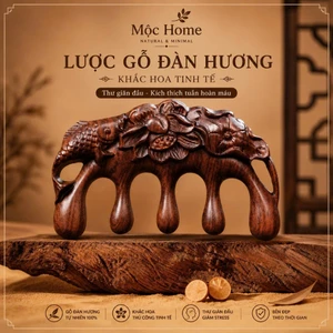 LƯỢC GỖ ĐÀN HƯƠNG KHẮC HOA TINH TẾ , LƯỢC 5 CHÂN MASSAGE , LƯU THÔNG MÁU