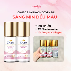 Combo 2 Lăn Nách Dove 45ml Dưỡng Sáng, Mịn Vùng Da Nách, tinh chất serum dành cho nữ với 3% Niacinamide
