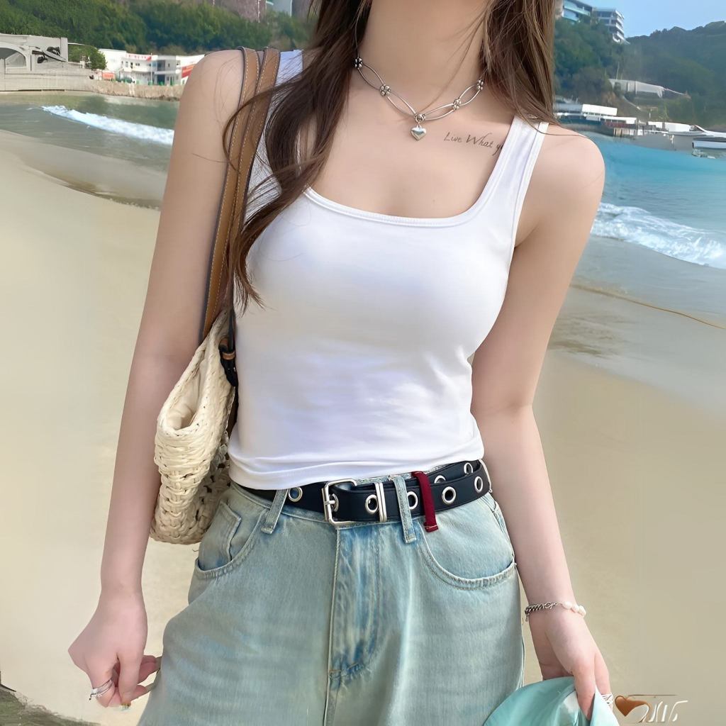 [Mở Bán] Áo Thun Ba Lỗ Dây Đan Chéo Lưng Có Mút Ngực Kiểu Dáng Cổ Vuông Hở Lưng Ôm Body Sexy DD03 Minh Khuê Boutique