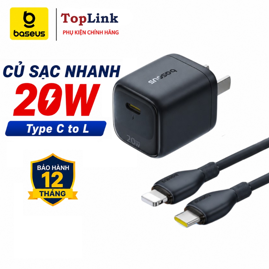 Bộ Sạc Nhanh Baseus 20w Công Nghệ Cao GAN 6 Cho Điện Thoại Fast Charger I-Phone 14 13 12 11 Quick Charge, Nhỏ Gọn