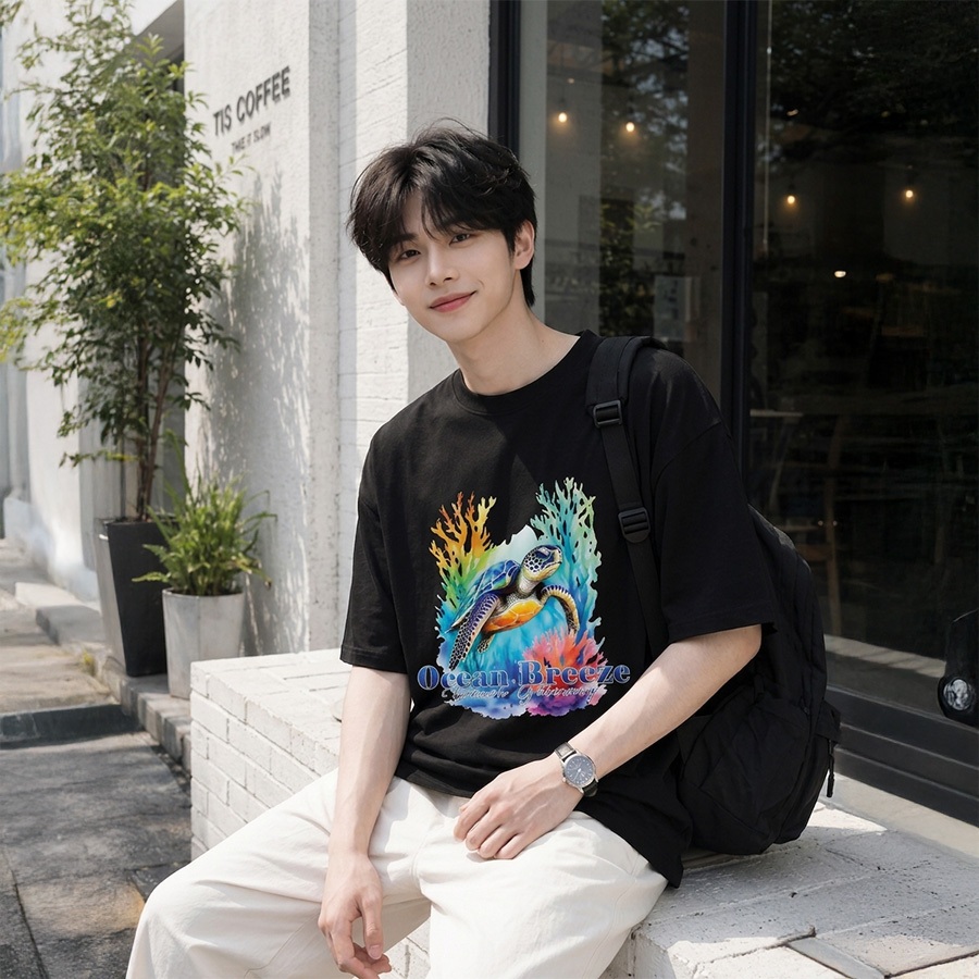 AT BST Áo Thun RÙA Unisex Form Rộng Cotton Cho Mùa Hè Chất Liệu Mềm Thoáng In Graphic Đa Dạng Phù Hợp Nam Nữ Size