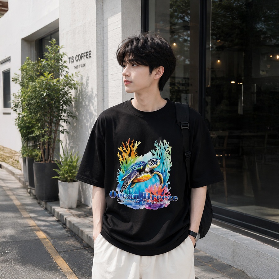 AT BST Áo Thun RÙA Unisex Form Rộng Cotton Cho Mùa Hè Chất Liệu Mềm Thoáng In Graphic Đa Dạng Phù Hợp Nam Nữ Size