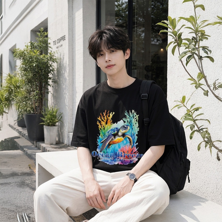 AT BST Áo Thun RÙA Unisex Form Rộng Cotton Cho Mùa Hè Chất Liệu Mềm Thoáng In Graphic Đa Dạng Phù Hợp Nam Nữ Size