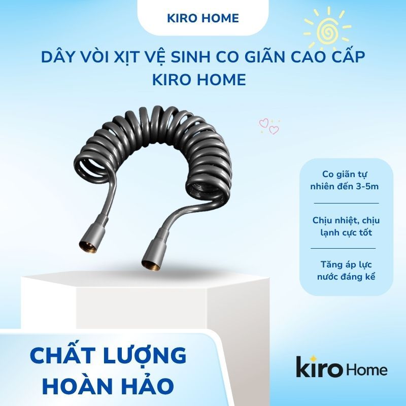 Dây Vòi Xịt Vệ Sinh Dạng Lò Xo Co Giãn 3M 5M, Ống Cấp Nước Tăng Áp Lực Chịu Nhiệt Cao Cấp