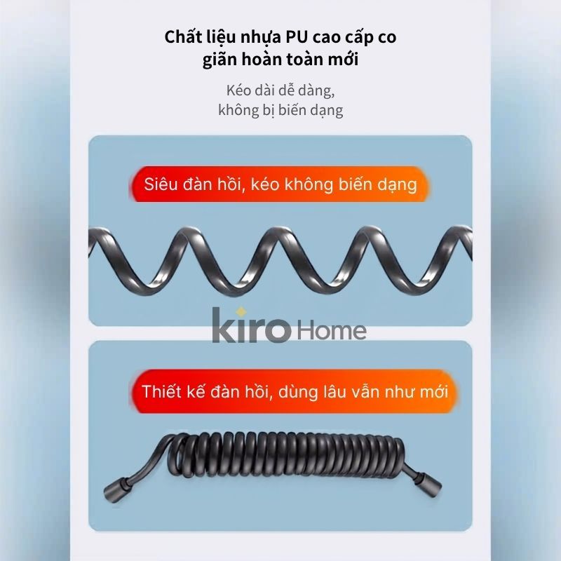 Dây Vòi Xịt Vệ Sinh Dạng Lò Xo Co Giãn 3M 5M, Ống Cấp Nước Tăng Áp Lực Chịu Nhiệt Cao Cấp