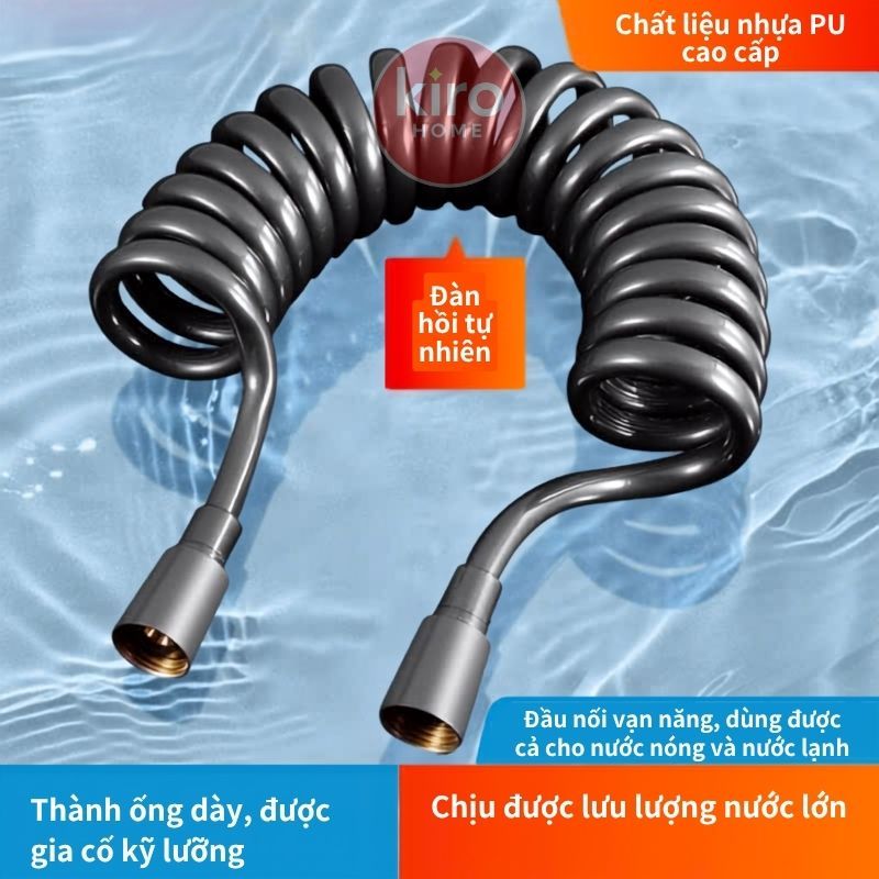 Dây Vòi Xịt Vệ Sinh Dạng Lò Xo Co Giãn 3M 5M, Ống Cấp Nước Tăng Áp Lực Chịu Nhiệt Cao Cấp