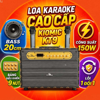 Loa Karaoke Kiomic K9-PT Bass 20Cm, Kèm 2 Micro Chống Hú Công Suất 100W Âm Thanh Mạnh Mẽ Trầm Ấm.