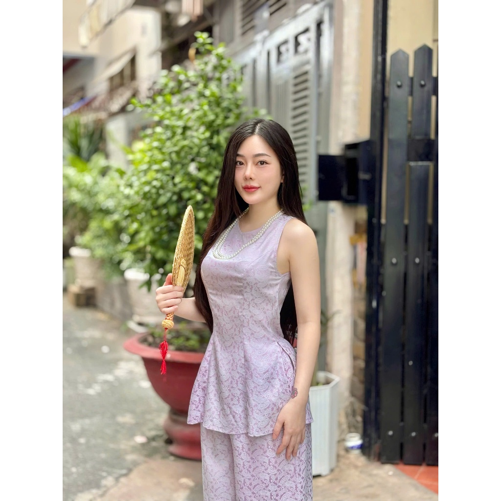 B.A204 - Set GấM MùA Hè HọA TiếT Ánh LôNg CôNg ( QuẦn LưNg ThUn CùNg ChẤt )