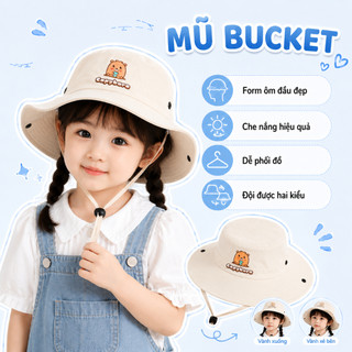 Mũ Tai Bèo Bé Trai Bé Gái Từ 3-8 Tuổi  | Mũ Cao Bồi Vành Rộng Cho Bé Có Dây Đeo Chống Nắng Đi Chơi Đi Biển