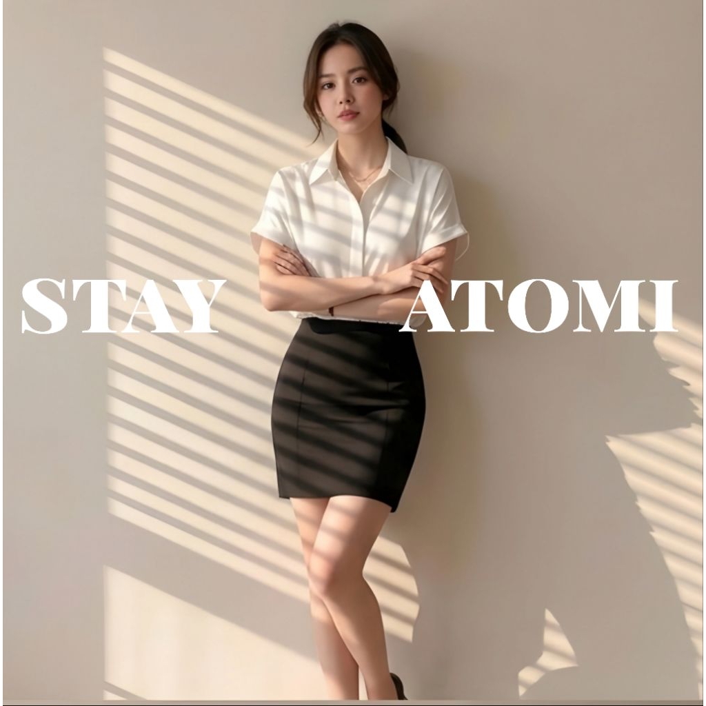 Áo sơ mi nữ tay ngắn mùa hè ATOMI tay bong xuông rộng CỘC XUÔNG
