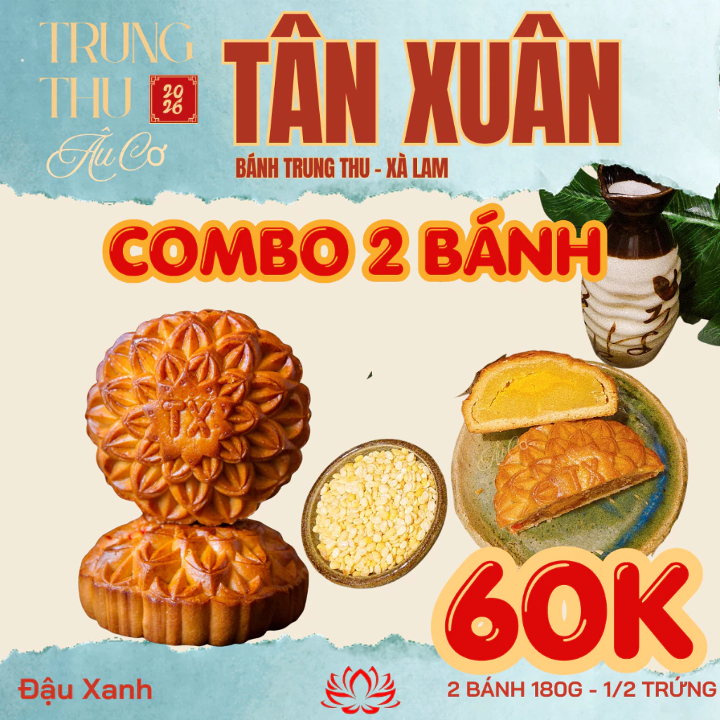 Combo 2 Bánh 180gr trứng bánh trung thu Tân Xuân đủ vị